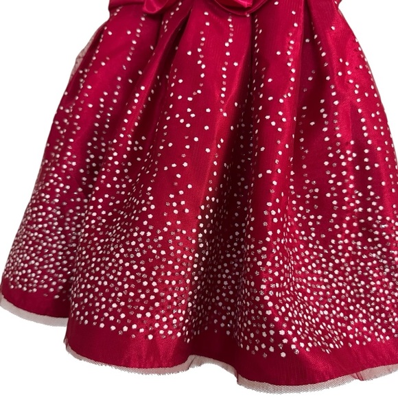 Jona Michelle Red Christmas Dress Baby Girl 18M Velvet Short Sleeve Faux Fur - Picture 3 of 7